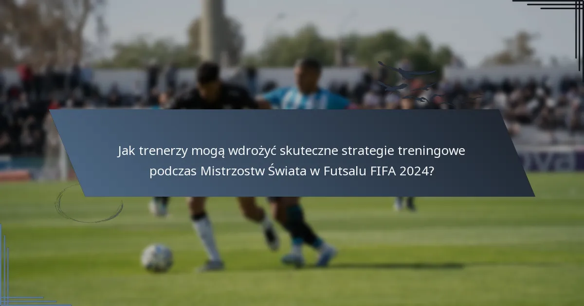 Jak trenerzy mogą wdrożyć skuteczne strategie treningowe podczas Mistrzostw Świata w Futsalu FIFA 2024?