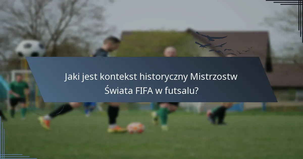 Jaki jest kontekst historyczny Mistrzostw Świata FIFA w futsalu?