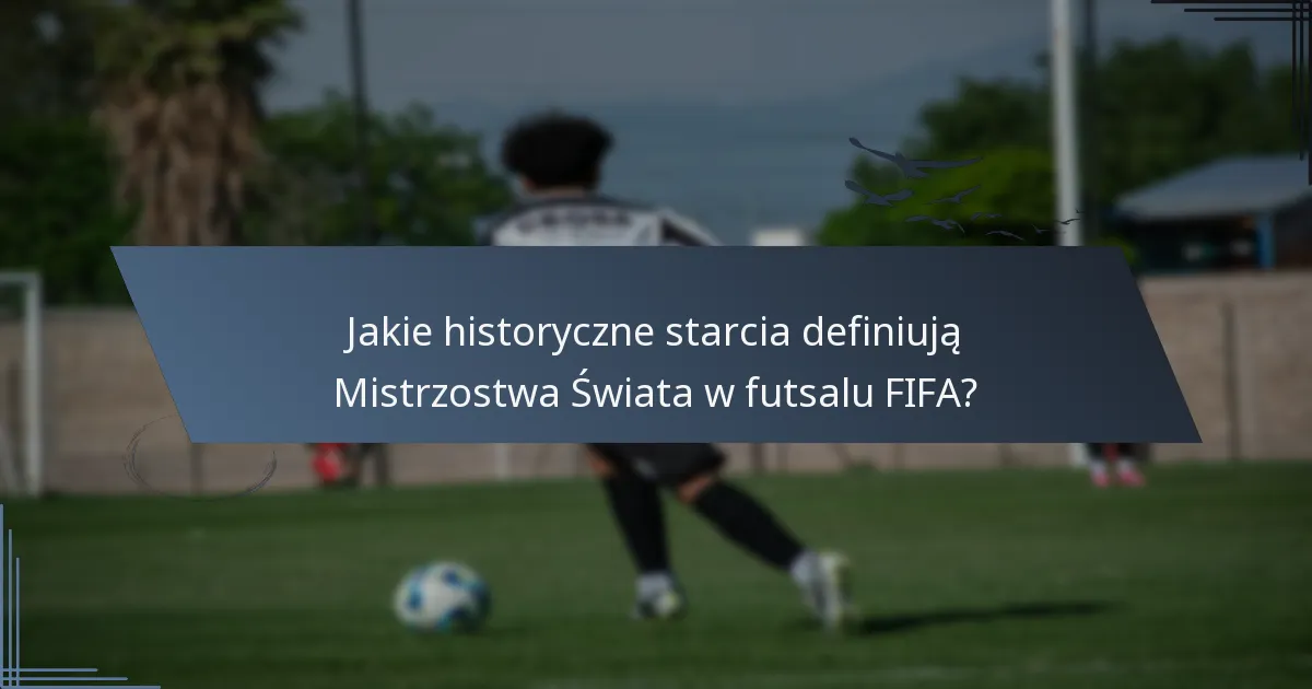 Jakie historyczne starcia definiują Mistrzostwa Świata w futsalu FIFA?