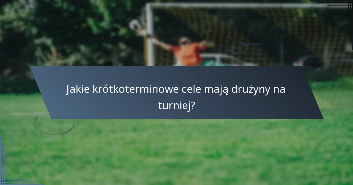 Jakie krótkoterminowe cele mają drużyny na turniej?