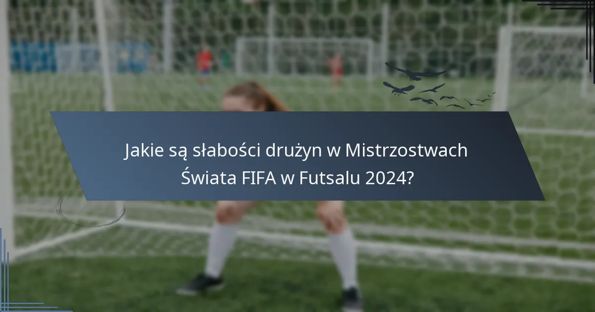 Jakie są słabości drużyn w Mistrzostwach Świata FIFA w Futsalu 2024?
