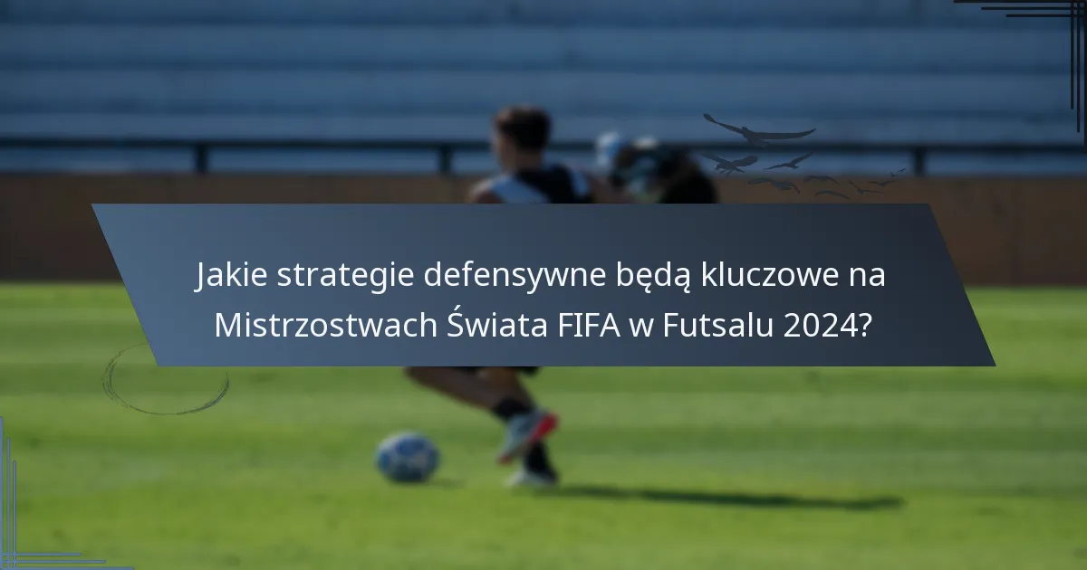 Jakie strategie defensywne będą kluczowe na Mistrzostwach Świata FIFA w Futsalu 2024?
